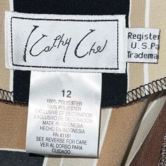 Kathy Che Vintage Polyester Earthtone Geometric Print Blouse - Picture 7 of 10